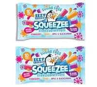 Sugar Free Squeezy Ice Lolly Pops 2 X (Pack of 10 X 50ml) Eezy Freezy - Strawberry, Orange, Apple & Blackcurrant Freezable Pop Lollies - Gluten Free, Suitable For Vegetarians20 Total
