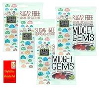 Sugar Free Sweets & Gluten Free, Gelatine Free, Vegan Free from Fellows Midget Gems Value Pack Sugarless Super Snack Delicious yumminess 70g kids lunch box with zamfoods nutrition pack of 4