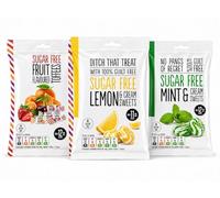 Sugar Free Sweets Variety Pack - Mint, Lemon & Cream, Fruit Flavoured Toffees, No Added Sugar Candy, Gluten Free, Sweetened, 3 x 75g Bags with Thank You Card
