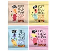 Sugar Free Sweets Vegan 4x70g - Free From Fellows Gummy Bears Cola Bottles Wine Gums Pear Drops - Gluten Free Vegetarian Gummy Candy Bulk Sweets Variety Pack - Plus Cheeroo Magnet
