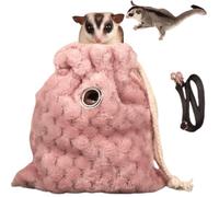 Sugar Glider Bonding Pouch - Soft Sleeping Pouch with Breathable Vent & Drawstring Portable Travel Bag Small Animal Carrier for Sugar Glider Squirrel Hamster Rats Hedgehog Bird Parrot (Pink)