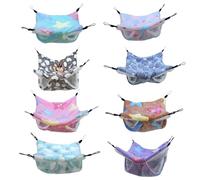 Sugar Glider Hammock 8 Pack, Double Layer Hanging Sleeping Hammocks for Sugar Gliders, 3 Sizes Warm Fleece Cage Beds with Hooks for Small Pets(20 * 20)