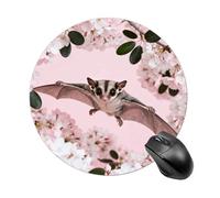 Sugar Glider Over Cherry Blossoms Mouse Pad Round Mouse Mat Leather Non-Slip Rubber Base Mousepad Waterproof Computer Mouses Pad for Laptop Wireless Mouses Keyboard Home Office