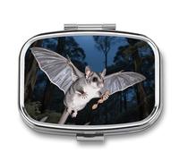 Sugar Glider Pill Box 2 Compartment Square Metal Pill Organizer Portable Mini Travel Medicine Case with Mirror Cute Medicine Container Holder for Pocket Purse