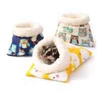 Sugar Glider Sleeping Pouch 3 Pack Soft Plush Drawstring Sleeping Bag for Sugar Gliders Small Pet Cozy Rest Pouch(S)