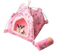Sugar Glider Tent Nest with Blanket Hamster Sleeping Bed Hamster Hideaway Habitat Hammock Hut Hamster Cave Bed Hamster Tent Hideout Plush Canvas Tents for Rat Guinea Pig Ferret (Pink,Large)
