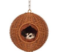 Sugar Glider Woven Spherical Nest for All Seasons Small Animal Bed Nest Hanging Hammock Bed Comfortable Fit Squirrel Sugar Glider Gerbil Rat Hamster Bird Parrot (Brown)