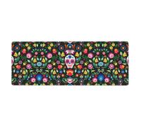 Sugar Horror Skull and Flowers Desk Protector Mat, Extra Large and Durable Desk Pad with Non-Slip Backing for Home Office Use