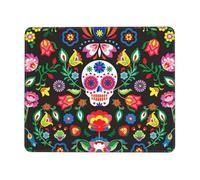 Sugar Horror Skull and Flowers Enhanced Control Mouse Pad with Lock Stitch Edge Large Thick Non-Slip Desk Mat for Office Task