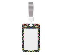 Sugar Horror Skull and Flowers Id Badge Holder with Detachable Neck Strap, Waterproof Vertical Name Card Holders, for Nurse Students Teachers Staff