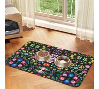 Sugar Horror Skull And Flowers Pet Feeding Mat Bowl Mat Dog Mat Suitable For Dogs Cats Specific Pads Feeder