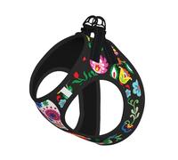 Sugar Horror Skull And Flowers Print Harness Leash Set For Cats And Dogs, Reflective Adjustable, Soft Breathable Mesh Vest With Escape-Proof Lead, For Small Pets And Kitten Puppies