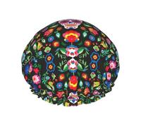 Sugar Horror Skull And Flowers Shower Cap For Women, Reusable Shower Cap, Waterproof Bath Cap For Women Long Hair