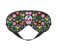 Sugar Horror Skull and Flowers Sleep Eye Mas Updated Design Light Blocking Night Eye Blinder Men Women Shift Work Travel