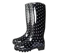 SUGAR ISLAND Ladies Womens Wellies Snow Rain Festival Wellington Boots Size UK 4, 5, 6, 7 (Black SPOT-8)