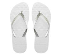 SUGAR ISLAND® Unisex Ladies Girls Mens Summer Beach FLIP Flop Pool SHOES-GLITTERSILVER-WHITE-7/8