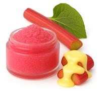 Sugar Lip Scrub - 30g Pot - 15 Delicious Flavours - Made With Natural Jojoba Oil for Soft, Smooth Lips - Vegan Friendly - Puddle of Wax - Made in the UK (30g, Rhubarb & Custard)