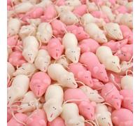 Sugar Mice Pink & White & Classic Flavour - Soft Foam Traditional Retro Sweets, Sugared Confectionery Candy Assorted Sweet Pack -byn (40 x Mice, Sugar Mice Pink & White)