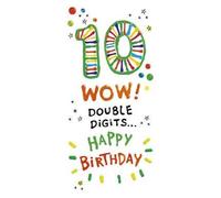 Sugar Pips Boy's/Girl's 10th Birthday Card - Wow! Double Digits - Embossed and Flitter Finish - from The Range (PR-SUP178)