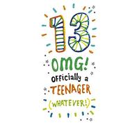 Sugar Pips Boy's/Girl's 13th Birthday Card - Officially a Teenager - Embossed and Flitter Finish - from The Range (PR-SUP179)