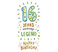 Sugar Pips Boy's/Girl's 16th Birthday Card - Already a LEGEND - Embossed and Flitter Finish - From the Range (PR-SUP181)
