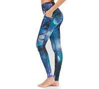 Sugar Pocket Womens Athletic Yoga Pants Printed Workout Yoga Leggings Fitness Tights, L, 81 Printed
