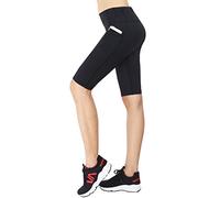 Sugar Pocket Women's Basic High Waist Active Running Workout Yoga Half Short Leggings L Black