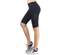 Sugar Pocket Women's Basic High Waist Active Running Workout Yoga Half Short Leggings M Black