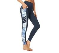 Sugar Pocket Womens Gym Leggings high Waist Yoga Pants for Women,Workout Sport Exercise Cycling Leggings with Side Pockets S, 05 Dark Blue/Print