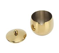 Sugar Pot, Sugar Bowl with Lid, Spice Tin Solid Polished Finish Drum Shaped Stainless Steel Sugar Bowl with Lid Sugar Container for Home (Gold)