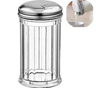 Sugar Pourers with Stainless Steel Pour-fip Lid, Clear Plastic Suger Shakers/Dispenser with 12 Oz. (360 ml) Capacity by GEEX DEPOT (Pack of 1)