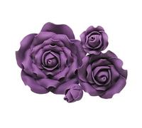 Sugar Roses - Quality Handmade Sugar Flowers For Cakes - Rose Flower Cake Toppers - Available in 4 Sizes - (PURPLE - 2 1/2" x 2)