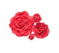 Sugar Roses - Quality Handmade Sugar Flowers For Cakes - Rose Flower Cake Toppers - Available in 4 Sizes - * RED (3 1/2" X 1)