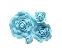 Sugar Roses Set of 4 - Handmade Sugar Paste Rose Flowers For Cakes - Flower Cake Toppers - Sugar flower Cake Decorations - 12 Colours to choose from - (Light blue)