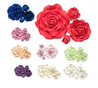 Sugar Roses - Sugar Paste Flowers - Set of 4 - Flower Cake Toppers Decorations -12 Colours to choose from - MULTI BUY PAY 1 P&P - (Red)