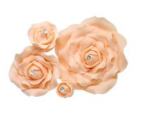 Sugar Roses -Sugar Paste Flowers With Diamante Centre - Cake Topper Decoration - 4 Sizes To Choose From **MULTI BUY PAY ONLY 1 P&P** PEACH (3 1/2" x 1)