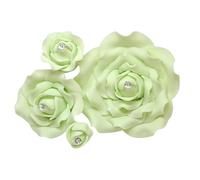 Sugar Roses -Sugar Paste Flowers With Diamante Centre - Cake Topper Decoration - 4 Sizes To Choose From **MULTI BUY PAY ONLY 1 P&P** LIGHT GREEN (2 1/2" X 2)