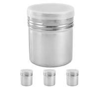 Sugar Shaker 4pcs with Lid Stainless Steel for Flour, Cocoa, BBQ Use | Secure Lid, Even Powder Distribution, Easy Storage, Silver Finish, for Home Cooks and Chefs