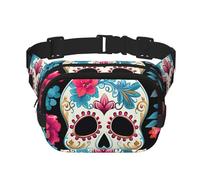 Sugar Skeleton Double Layer Waist Bag Pack Day of The Dead Skull Bum Bag Fanny Pack for Men Women, Adjustable Belt Bag for Travel Hiking Running Cycling Festival