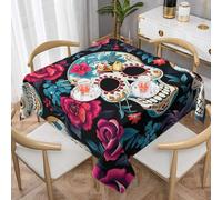 Sugar Skeleton Square Tablecloth 145x145 cm Day Of The Dead Skull Table Clothes Indoor Outdoor Washable Table Covers for Kitchen Wedding Restaurant Buffet Party Decor