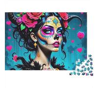 Sugar Skull 1000 Pieces Jigsaw Puzzles For Adults Challenging Game Stress Relieving Entertainment Exercise The Memory of The Brain for Family Decorations 1000pcs (75x50cm)