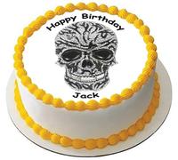 SUGAR SKULL 7.5" PREMIUM EDIBLE RICE WAFER CAKE TOPPER DAY OF DEAD MEXICAN D1