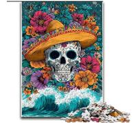 Sugar Skull Adult Jigsaws 1000 Pieces Difficult, Suitable for Ages 14 And Up Wall Decoration Christmas Birthday Gift (50x75cm)