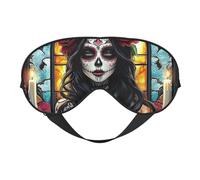 Sugar Skull and Rose Print Sleep Mask with Adjustable Strap, Comfortable Eye Cover for Travel, Yoga, Napping, Sleeping & Relaxation