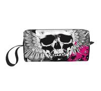 Sugar Skull and Wings Prints Travel Makeup Bag Makeup Pouch, Portable Simple Zippered Makeup Organizer Case for Women