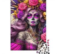 Sugar Skull Art 1000 Piece Jigsaw Puzzle For Adults Family Challenge Toys Stress Relief Puzzle Exercise The Memory of The Brain for Men, Women, Elders, Seniors 300pcs (40x28cm)