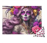 Sugar Skull Art 1000 Piece Jigsaw Puzzle For Adults Family Challenge Toys Stress Relief Puzzle Exercise The Memory of The Brain for The Whole for Women, Gifts for Men 300pcs (40x28cm)