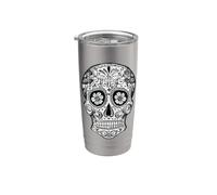 Sugar Skull Black White Picture Day Dead Dia De Los Muertos Stainless Steel Insulated Tumbler