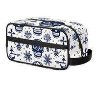 Sugar Skull Blue Flower Travel Toiletry Bag for Men ,Floral Skull Hanging Dopp Kit - Waterproof Shaving Bag Bathroom Bags Wash Bag for Toiletries Accessories, Color11, 10.5"L x 4.4"W x 5.3"H