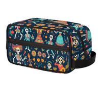 Sugar Skull Blue Flower Travel Toiletry Bag for Men ,Floral Skull Hanging Dopp Kit - Waterproof Shaving Bag Bathroom Bags Wash Bag for Toiletries Accessories, Color4, 10.5"L x 4.4"W x 5.3"H